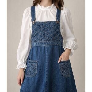 Vintage 70s h.i.s cotton denim blue jean jumper dress pinafore overall style